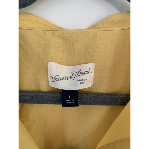 NWT Universal Thread Yellow Cotton Henley Popover Short Sleeve Blouse Size Large - Picture 5 of 11